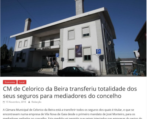 CM de Celorico da Beira transferiu totalidade dos seus seguros para mediadores do concelho