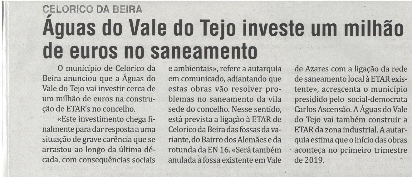 Águas do Vale to Teho investe um milhão de euros no saneamento | Jornal O Interior