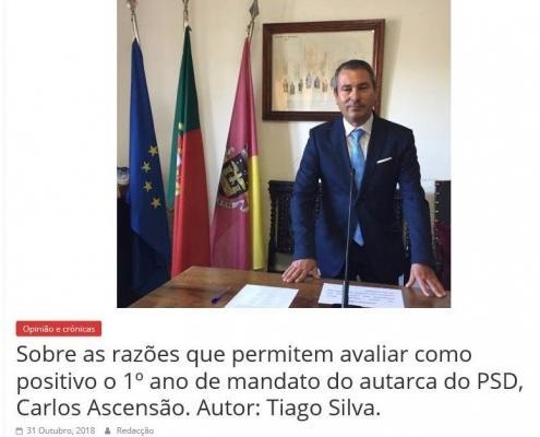 Sobre as razoes que permitem avaliar como positivo o 1o ano de mandato do autarca do PSD Carlos Ascensao