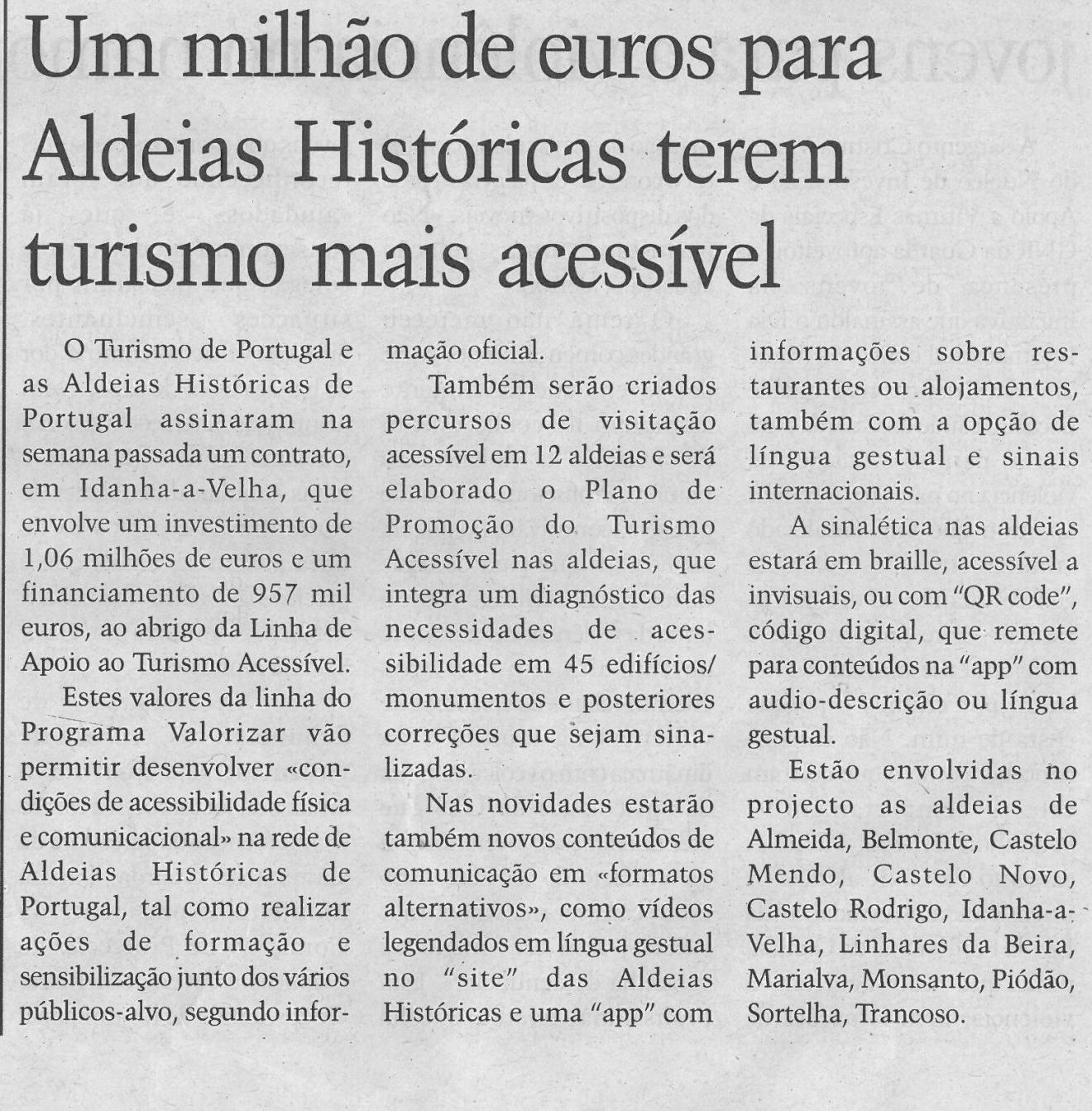 Um milhão de euros para Aldeias Históricas terem turismo mais acessível | Jornal Terras da Beira