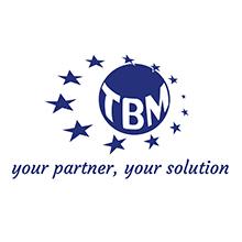 Logótipo IBN com estrelas e lema corporativo Logótipo da IBN com círculo azul, estrelas decorativas e texto 'your partner, your solution'