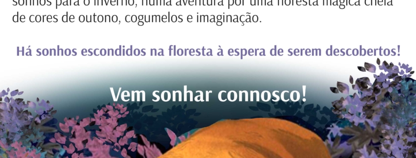 Urso laranja em floresta colorida com folhas de outono, procurando sonhos para o inverno.